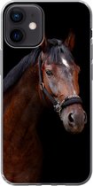 Geschikt voor iPhone 12 hoesje - Paard - Dieren - Bruin - Siliconen Telefoonhoesje