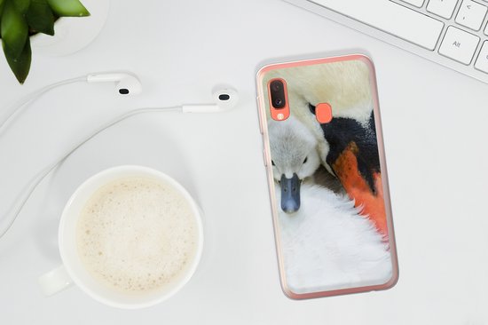 Convient pour coque Samsung Galaxy A20e - Cygne - Poussin - Macro - Coque de téléphone en Siliconen