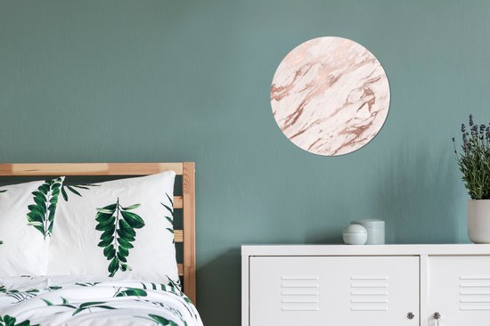 Cercle mural - Plastique - Marbre - Wit - Rose - ⌀ 30 cm