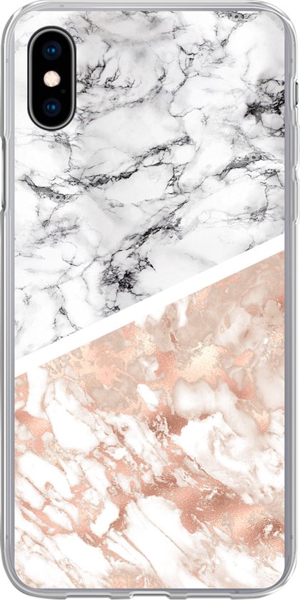 Coque iPhone Xs Max - Marbre - Rose - Abstrait - Luxe - Siliconen | bol.com