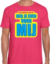 Foute party Heb je even voor mij verkleed/ carnaval t-shirt roze heren - Foute hits - Foute party outfit/ kleding L