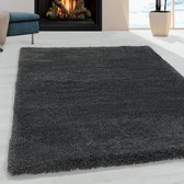 Grijs Tapijt Hoogpolig Vloerkleed - 160x230cm- Modern - Woonkamer - Salon - Slaapkamer - Eetkamer