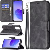 Oppo Reno6 Hoesje - MobyDefend Wallet Book Case Met Koord - Zwart - GSM Hoesje - Telefoonhoesje Geschikt Voor: Oppo Reno6