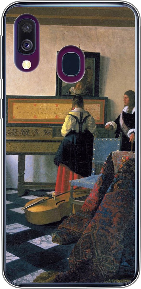 Telefoonhoesje Geschikt voor Samsung Galaxy A40 hoesje - The music lsesson - Johannes Vermeer - Siliconen Telefoonhoesje Telefoonhoesje