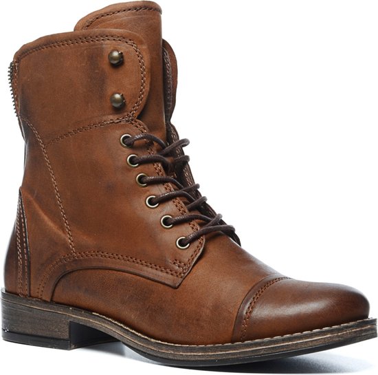 Manfield - Femme - Bottines à lacets cognac - Taille 40