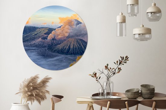 WallCircle - Tableau - Brouillard En Indonésie Peintures Ronds Xxl - Multicolore - 120 X 120 Cm