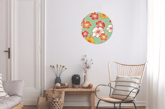 Illustration de conception florale avec des fleurs autocollant de papier peint cercle mural ⌀ 30 cm / cercle de papier peint / cercle mural / cercle vivant - auto-adhésif et découpe ronde