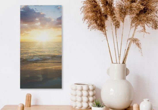 Tableau sur toile Coucher de soleil - Nuages ​​- Plage - 20x40 cm - Décoration murale