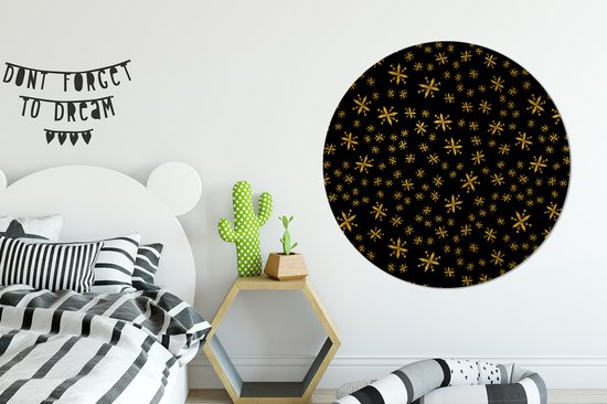 Wall Circle - Wall Circle Indoor - Noël - Flocon de Neige - Or - ⌀ 120 cm - Décoration murale - Peintures Ronds XXL