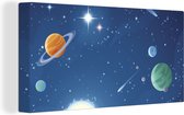 Canvas Schilderij Een illustratie van de met planeten gevulde ruimte - 80x40 cm - Wanddecoratie