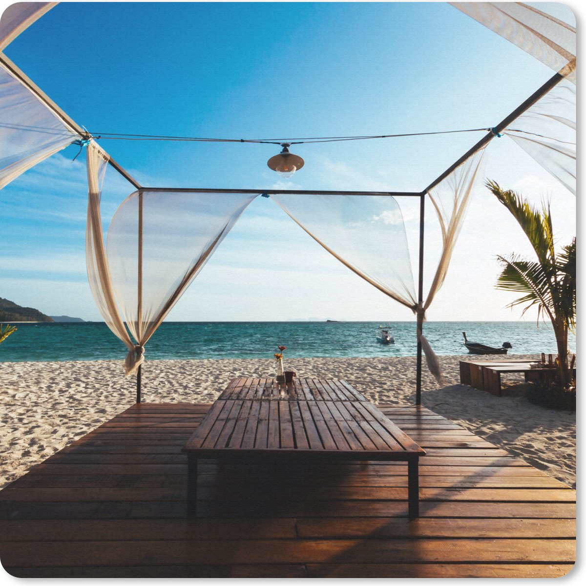 Muismat 20x20 cm - Mousepad Strand - Lucht - Zee - Muismatten