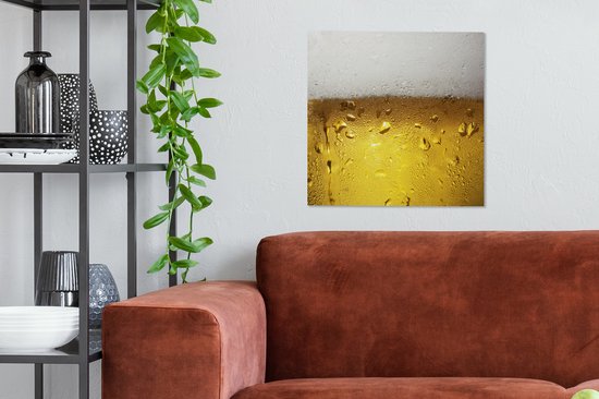 Tableau sur toile Verre de bière débordant de condensation - 50x50 cm - Décoration murale