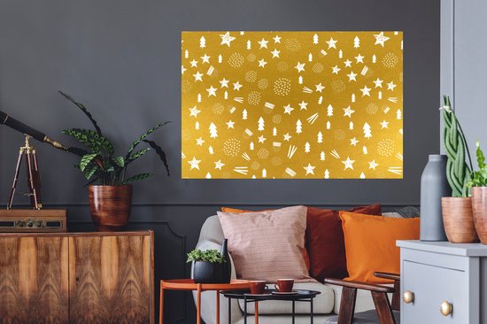 Stickers muraux - Noël - Or - Motif - 120x80 cm - Feuille adhésive