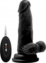 Vibrating Realistic Cock - 6" - With Scrotum - Black - Realistic Vibrators