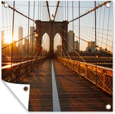 Toile de jardin Bridge de Brooklyn à New York au coucher du soleil - 100x100 cm