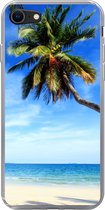 Geschikt voor iPhone 8 hoesje - Palmbomen - Strand - Zee - Siliconen Telefoonhoesje