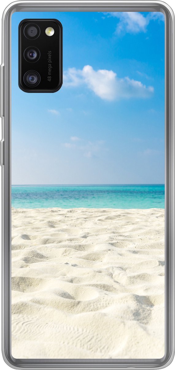Telefoonhoesje Geschikt voor Samsung Galaxy A41 hoesje - Tropisch - Strand - Zee - Siliconen Telefoonhoesje Telefoonhoesje
