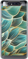 Geschikt voor Samsung Galaxy A80 hoesje - Patronen - Goud - Abstract - Golf - Siliconen Telefoonhoesje