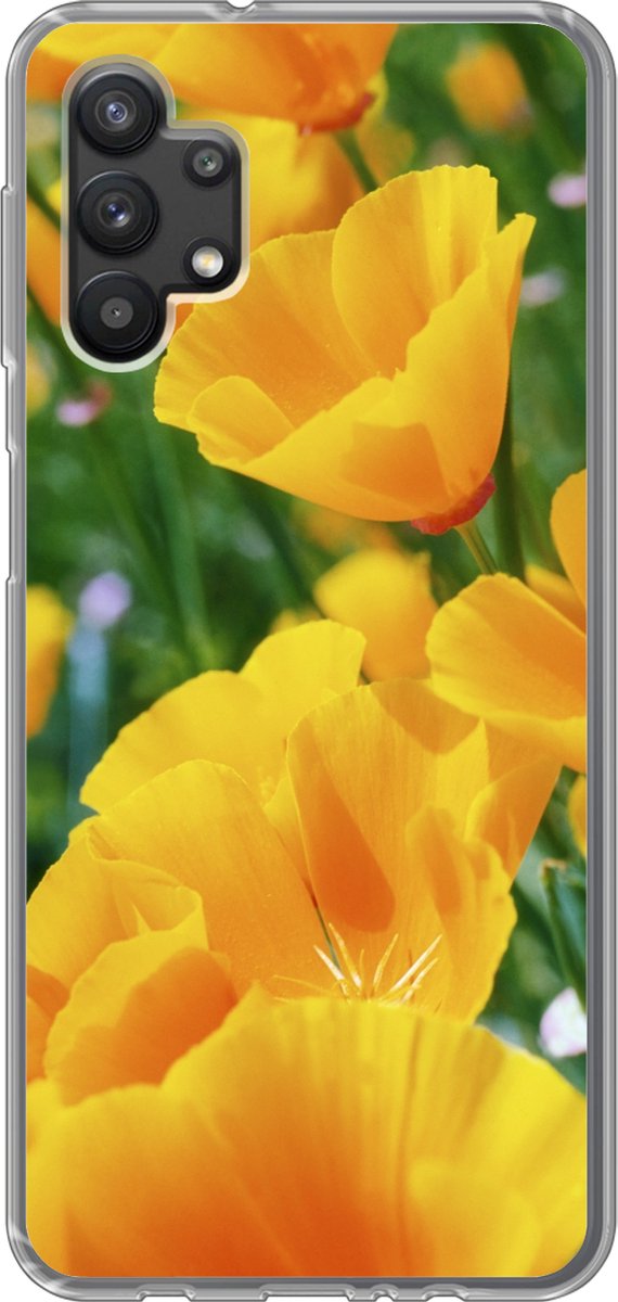 Telefoonhoesje Geschikt voor Samsung Galaxy A32 5G hoesje - Bloemen - Tuin - Oranje - Siliconen Telefoonhoesje Telefoonhoesje