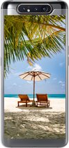 Geschikt voor Samsung Galaxy A80 hoesje - Strand - Strandstoel - Parasol - Siliconen Telefoonhoesje