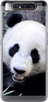 Geschikt voor Samsung Galaxy A80 hoesje - Panda - Dier - Bladeren - Siliconen Telefoonhoesje
