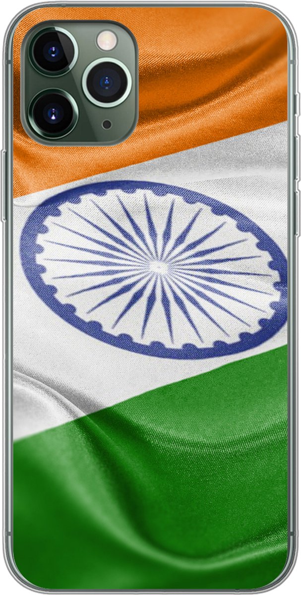 Telefoonhoesje Geschikt voor iPhone 11 Pro hoesje - Close-up van de vlag van India - Siliconen Telefoonhoesje Telefoonhoesje