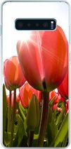 Geschikt voor Samsung Galaxy S10 Plus hoesje - Bloemen - Tulpen - Zon - Siliconen Telefoonhoesje