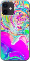 Geschikt voor iPhone 12 hoesje - Kunst - Kleuren - Psychedelisch - Siliconen Telefoonhoesje