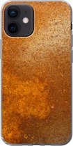 Geschikt voor iPhone 12 hoesje - Metaal - Roest print - Oranje - Vintage - Industrieel - Siliconen Telefoonhoesje