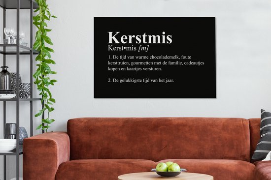 Canvas Schilderij Kerst - Kerstmis definitie - Quotes - Woordenboek - Spreuken - 120x80 cm - Wanddecoratie