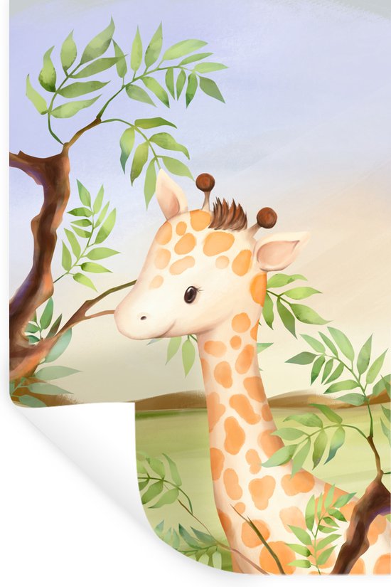 Stickers muraux - Jungle - Girafe - Animaux - 20x30 cm - Film adhésif