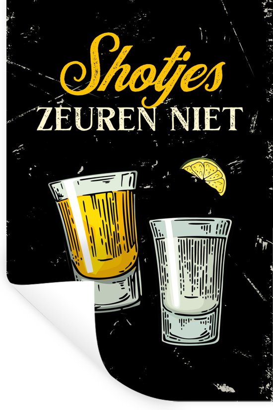 Stickers Stickers muraux - Shots - Vintage - Texte - 60x90 cm - Feuille adhésive - Cadeau pour femme - Cadeau pour homme