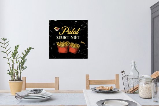 Stickers Stickers muraux - Frites - Vintage - Texte - 80x80 cm - Feuille adhésive - Cadeau pour femme - Cadeau pour homme
