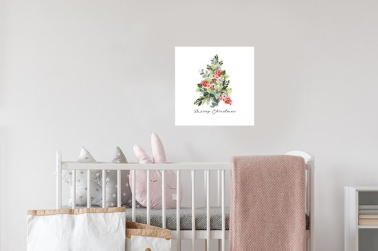 Stickers Stickers muraux - Noël - Aquarelle - Sapin de Noël - 30x30 cm - Feuille adhésive