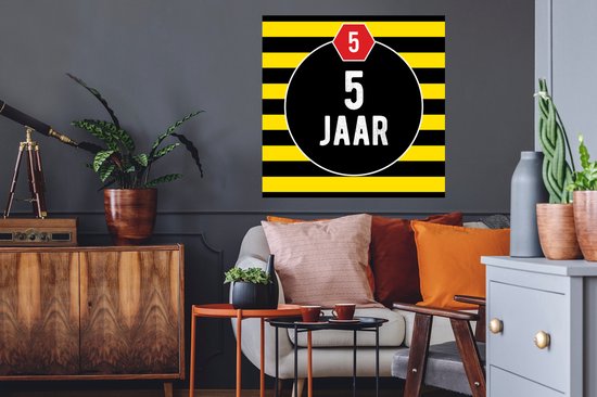 Stickers Stickers muraux - Année anniversaire - Jaune - Zwart - 80x80 cm - Feuille adhésive