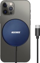 Accezz Draadloze Oplader Apple iPhone - Snellader USB-C to MagSafe inclusief kabel - Fast Charger lader 15W - Blauw