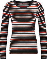 GERRY WEBER Dames Longsleeve met meerkleurige strepen Schwarz/Rot/Orange Ringel-48