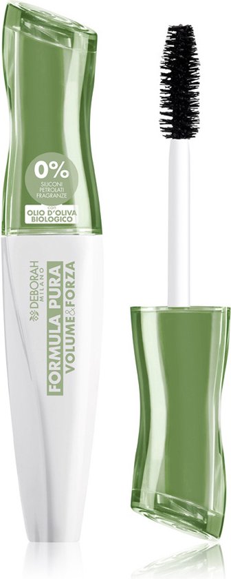 Deborah Milano Formula Pura Volume & Forza Mascara - Volume mascara voor de gevoelige ogen - 96% natuurlijke ingrediënten - Beschermend en voedend - Zwart - 12 ml