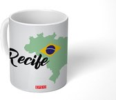 Mok - Recife tekening met de kaart van Brazilië - 350 ML - Beker