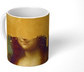 Mok - Koffiemok - Mona Lisa - Goud - Da Vinci - Mokken - 350 ML - Beker - Koffiemokken - Theemok