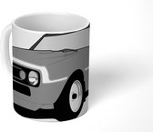 Mok - tekening van een rode muscle auto - zwart wit - 350 ML - Beker
