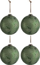 J-Line Doos Van 4 Kerstballen Glas Antiek Fel Groen Large
