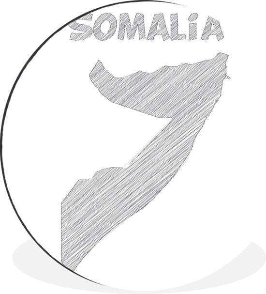 WallCircle - Wandcirkel - Muurcirkel - Een illustratie van een schets van Somalië - Aluminium - Dibond - ⌀ 60 cm - Binnen en Buiten