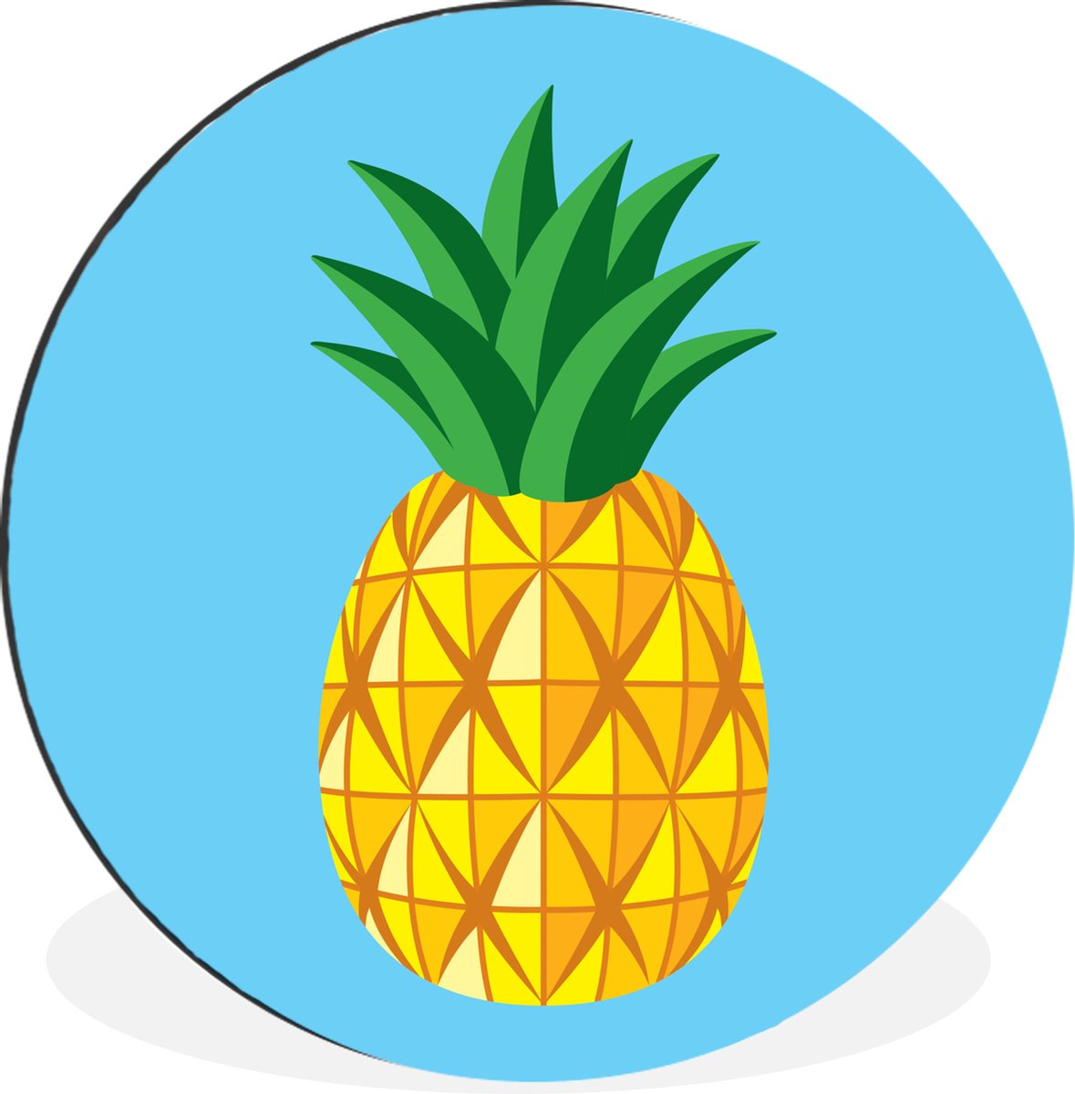 WallCircle - Wandcirkel - Muurcirkel - Illustratie van een abstracte ananas - Aluminium - Dibond - 60x60 cm - Binnen en Buiten