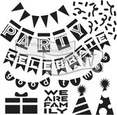 Hobbysjabloon - Template 6x6" 15x15cm party banners