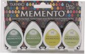 Memento dew drops eco pack - greenhouse - 4x stempelkussen dewdrop - groen tinten