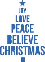Snijmal - Embossing - Kaisercraft decorative die word tree - Kerstboom Joy Love, Peace, Christmas