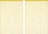 Relaxdays 2x Draadgordijn goud - draadgordijn - deurgordijn - sliertengordijn - 145 x 245