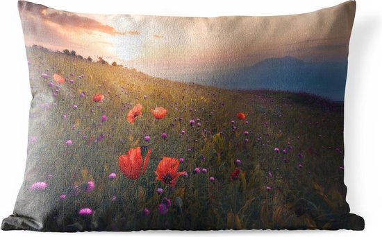 Coussins d'extérieur - Jardin - Fleurs - Coucher de soleil - Oranje - 50x30 cm