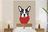 Behang - Fotobehang Portret - Hond - Rood - Breedte 180 cm x hoogte 280 cm